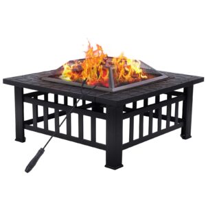 grand patio outdoor drayton 24in round concrete wood burning patio grill fire pit, gray