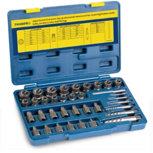thinkpro 36pcs screw & bolt extractor set, 2-in-1 multi-spline lug nut remover, easy out stripped screw removal tool kit for damaged, frozen, studs, rusted, rounded-off bolts, nuts