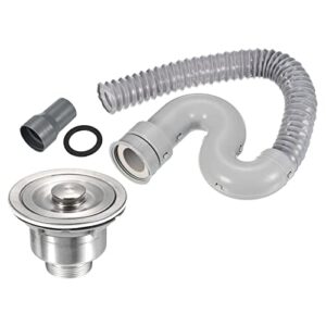 MECCANIXITY Sink Drainer Kit, Adjustable Flexible Drain Pipe Kit with Seal Ring for Kitchen Bathroom, Gray Green