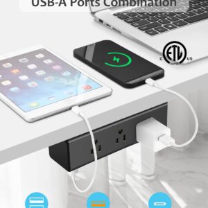 13 in 1 Under Desk Power Strip, Removable Under Desktop Fast Charging Outlet Station with 3 USB A and 1 USB C Ports, Widely Spaced Under Table Surge Protector 1200J, 6FT Extension Cord. (Black)