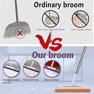 Multifunction Magic Broom,4 in1 Adjustable Indoor Broom Sweeper, Silicone Broom Sweeping Pet Hair Non-Stick Squeegee Broom Sweeper Broom,Kitchen Bathroom Easily Wash and Dry One Piece White and Hooks