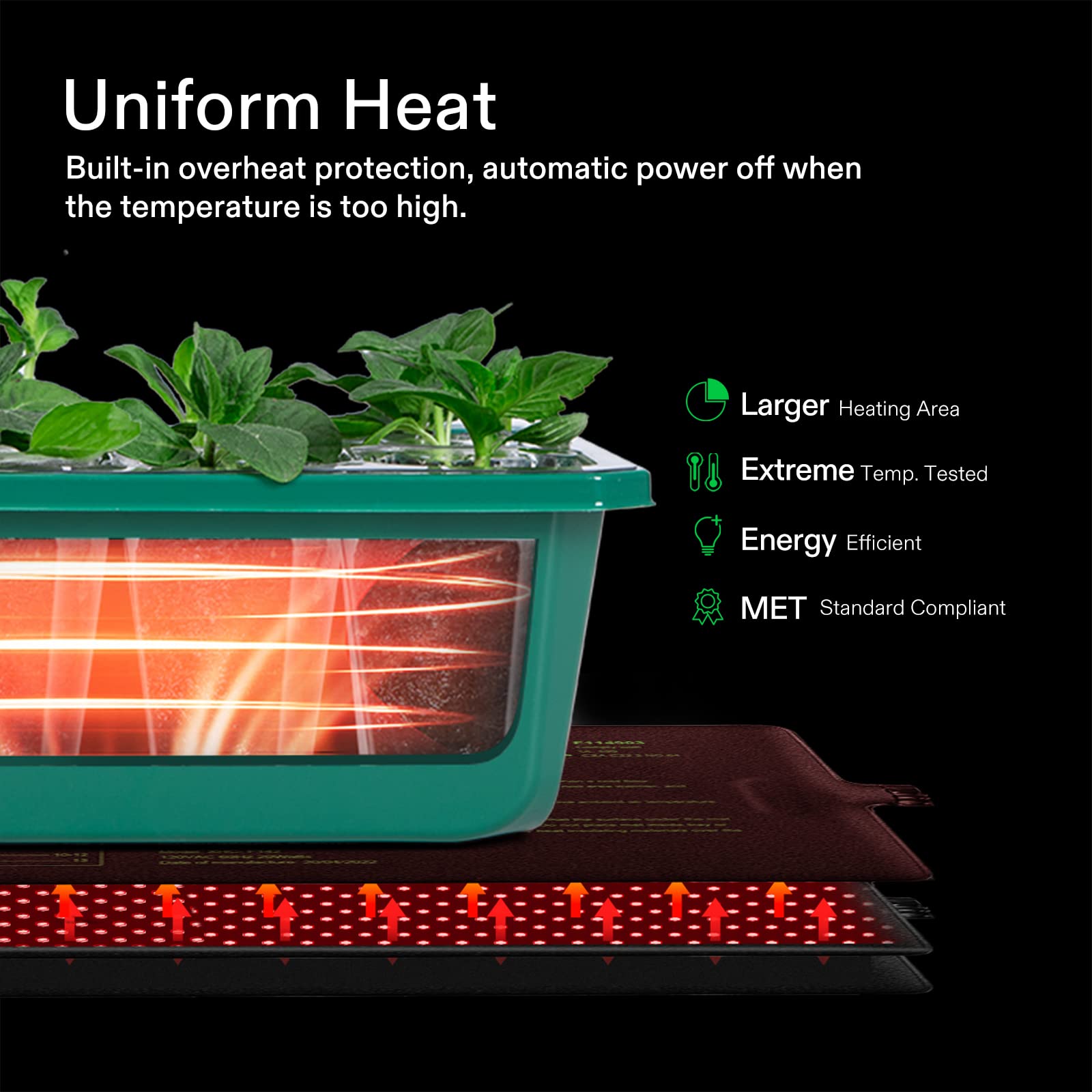 VIVOSUN 6-Pack Seed Starter Trays with 10"x20.75" Seedling Heat Mat, Self-Adjusting Dual Digital Display Temperature Controller, 72-Cell Seed Starter Kit with Humidity Dome, Reusable Propagation Trays