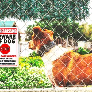 No Trespassing Beware of Dogs Stop Keep Gate Closed Do Not Enter Without Permission or Owner Present Sign for Room Wall Bathroom Decoration 12 x 8 Inch (2 Pack)