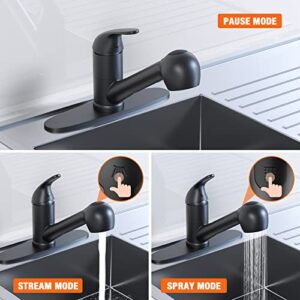 LEPO Pull Out Kitchen Sink Faucets, Single Handle Low Arch Kitchen Faucet with Pull Down Sprayer, Bar Utility Sink Faucets