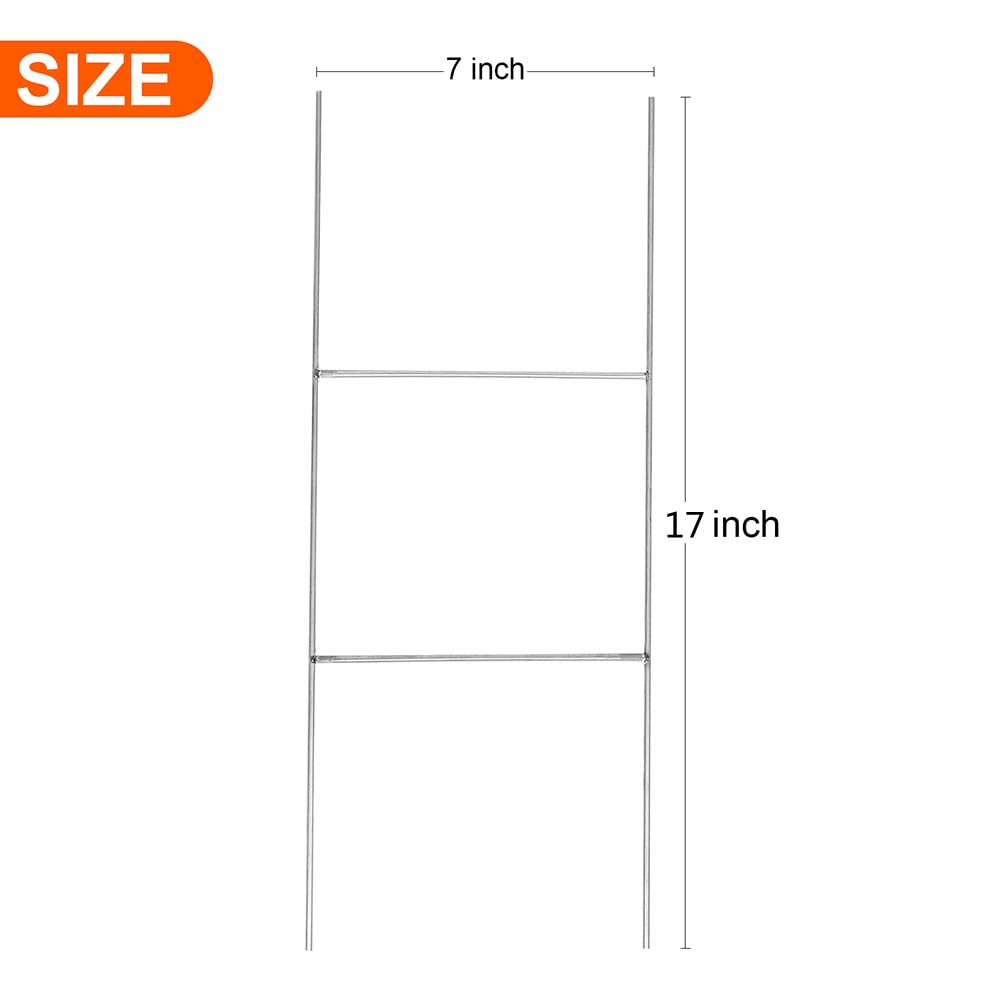 25 Pack Heavy Duty Metal H-Stakes H Frame Wire Stakes, 17'' x 7'' Yard Sign Stake for 4mm Corrugated Signs