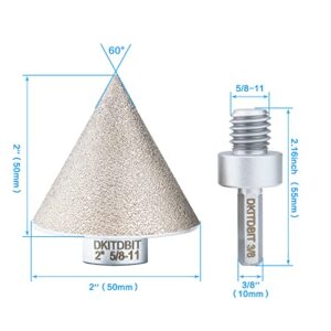 Diamond Beveling Chamfer Bit,Diamond Countersink Drill Bit for Shaping Enlarging Trimming Holes Up to 2" (50mm) in Porcelain Ceramic Tiles Counter, Fit for Angle Grinder of Tile Tool