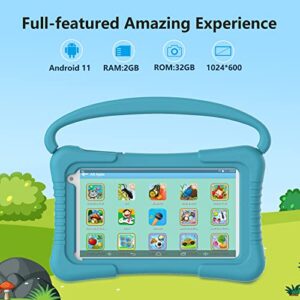 BYANDBY Tablet for Kids, 7 inch Tablet, Android 11 OS, 2GB+32GB ROM, Safety Eye Protection Screen, WiFi, BT, Dual Camera, Parental Control APP, Educational, Games, Tablet with Shockproof Case