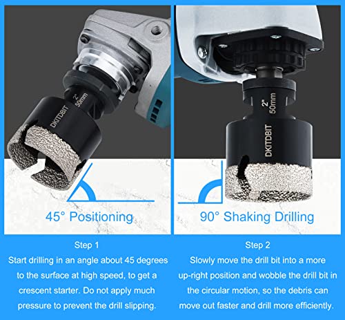 2inch Dry Diamond Hole Saw, 50mm Diamond Drill Bit for Porcelain Granite Tiles Brick Concrete Work with Angle Grinders & Electric Drills