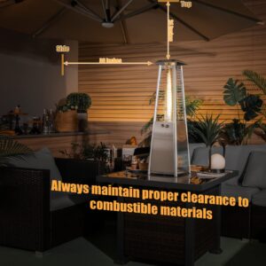 Giantex Pyramid Patio Heater, 9500 BTU Portable Tabletop Propane Heater with Glass Tube, Simple Ignition System & Dancing Flame, CSA Certification, 35" Outdoor Electric Heater for Outside, Backyard