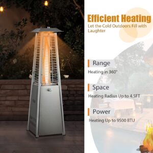 Giantex Pyramid Patio Heater, 9500 BTU Portable Tabletop Propane Heater with Glass Tube, Simple Ignition System & Dancing Flame, CSA Certification, 35" Outdoor Electric Heater for Outside, Backyard