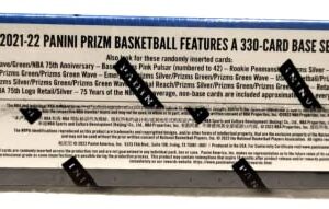 2021-22 Panini Prizm NBA Basketball Factory Sealed Retail Box 24 Packs of 4 Cards, 96 Cards in all. 24 Inserts or Prizm Parallels per box. Exclusive Pink Pulsar. Chase autographs and rare parallel Rookie cards of Cade Cunningham, Josh Giddey, Scottie Barn