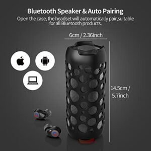 Kingstar Bluetooth Speakers, Portable Speakers Wireless Earphones Combo with Microphone and Charging Case 12 Hrs Long Battery Life 360 Surround Stereo Sound, Outdoor Speaker for Party Beach Travel