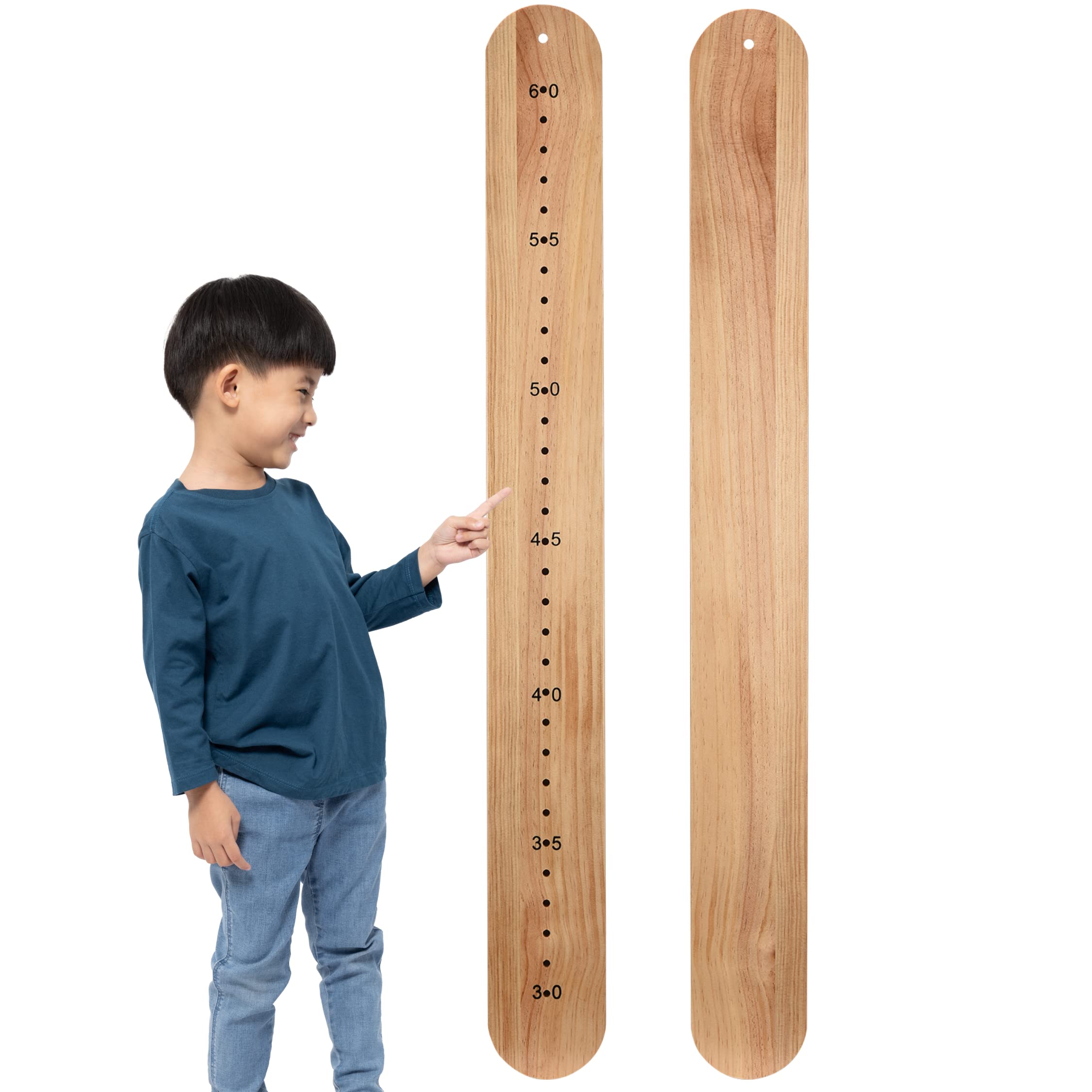 Hallops Store Wooden Ruler Height Chart for Kids - Growth Measurement for The Whole Family - Children Grow Charts for Boys and Girls - Wood Wall Decor for Measuring Height - 35.43"L x 3.94"W