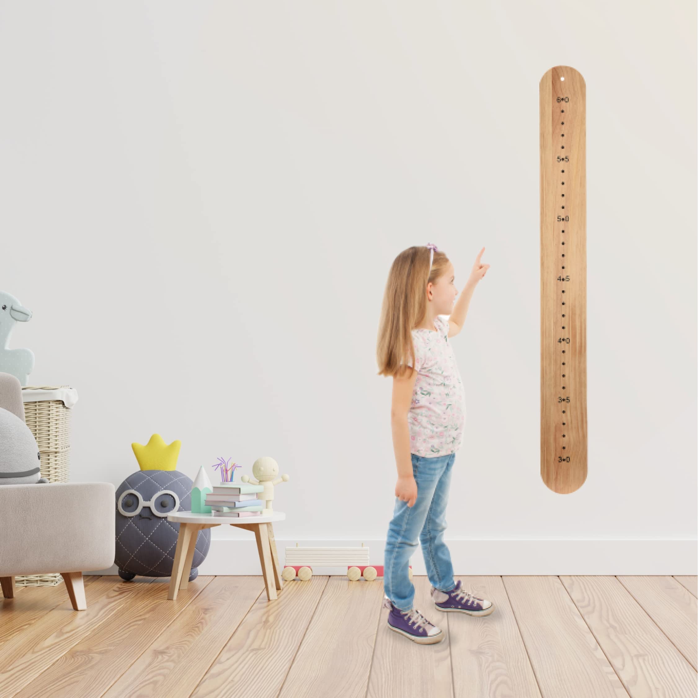 Hallops Store Wooden Ruler Height Chart for Kids - Growth Measurement for The Whole Family - Children Grow Charts for Boys and Girls - Wood Wall Decor for Measuring Height - 35.43"L x 3.94"W