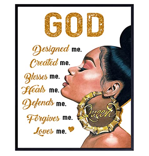 African American Art - Black Art - spiritual Religious Wall Decor - Black women - Inspiration Christian Gifts for Women, African Americans Black Girl - Christian Wall Decor- Faith God Wall Art & Decor