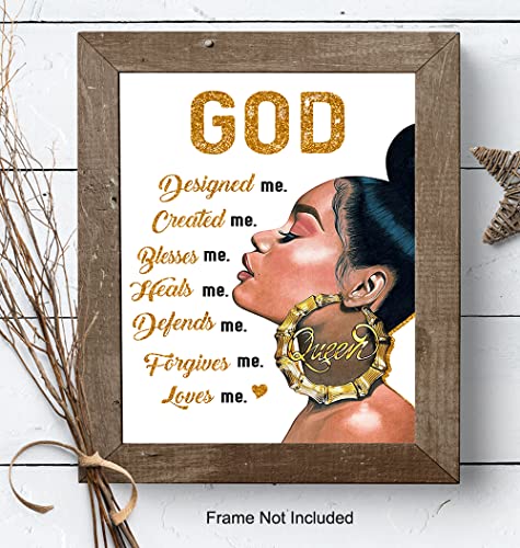 African American Art - Black Art - spiritual Religious Wall Decor - Black women - Inspiration Christian Gifts for Women, African Americans Black Girl - Christian Wall Decor- Faith God Wall Art & Decor