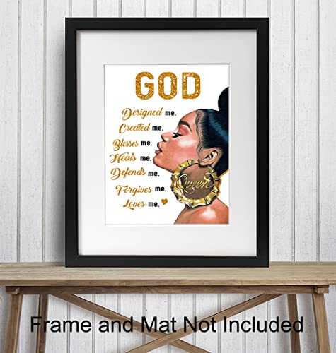 African American Art - Black Art - spiritual Religious Wall Decor - Black women - Inspiration Christian Gifts for Women, African Americans Black Girl - Christian Wall Decor- Faith God Wall Art & Decor