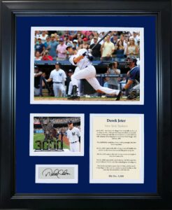 framed derek jeter 3000th hit facsimile laser engraved signature auto new york yankees baseball 12"x15" photo collage