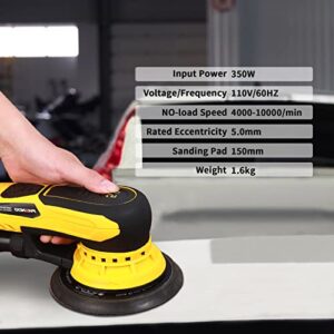 PHENDO Random Orbital Sander Brushless 350W 3A Multi-function Variable Speed Electric Corded Orbital Sanders Machine for Woodworking, car, Drywall Sanding, Polishing…