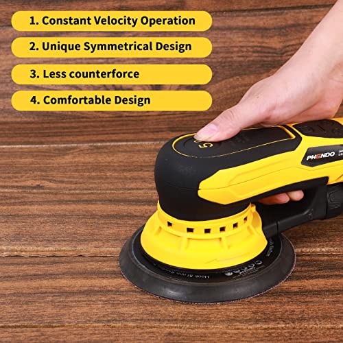 PHENDO Random Orbital Sander Brushless 350W 3A Multi-function Variable Speed Electric Corded Orbital Sanders Machine for Woodworking, car, Drywall Sanding, Polishing…