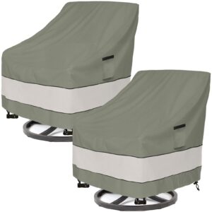 aacabo outdoor swivel lounge chair cover 2 pack,waterproof 100% outdoor patio chair covers,30w x 34 d x 38.5 h inches,outside furniture lounge deep seat cover -grayish green