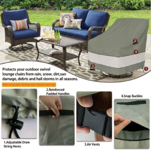 Aacabo Outdoor Swivel Lounge Chair Cover 2 Pack,Waterproof 100% Outdoor Patio Chair Covers,30W x 34 D x 38.5 H inches,Outside Furniture Lounge Deep Seat Cover -Grayish Green