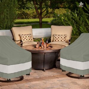 Aacabo Outdoor Swivel Lounge Chair Cover 2 Pack,Waterproof 100% Outdoor Patio Chair Covers,33W x 37 D x 38.5 H inches,Outside Furniture Lounge Deep Seat Cover -Grayish Green