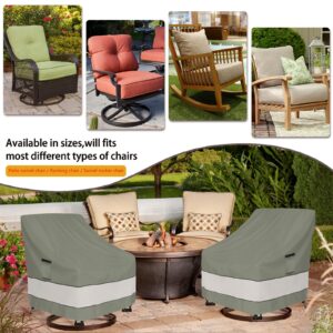 Aacabo Outdoor Swivel Lounge Chair Cover 2 Pack,Waterproof 100% Outdoor Patio Chair Covers,33W x 37 D x 38.5 H inches,Outside Furniture Lounge Deep Seat Cover -Grayish Green