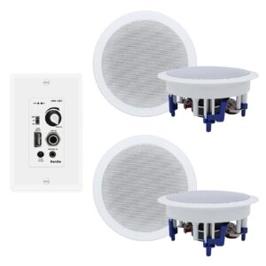 herdio 5.25'' bluetooth ceiling speakers, 600w 2-way flush mount speaker system with receiver perfect for tv home theater living room office (2 pairs, white)