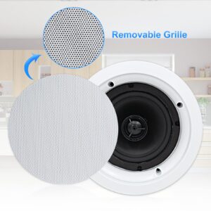 Herdio 5.25'' Bluetooth Ceiling Speakers, 600W 2-Way Flush Mount Speaker System with Receiver Perfect for TV Home Theater Living Room Office (2 Pairs, White)
