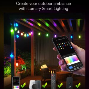 Lumary 56FT Smart Outdoor String Lights with APP/Remote/Voice Control, RGBAI Color Changing Patio Lights with Warm White 15+1 LED Bulbs, Permanent Outdoor Lights IP65 Waterproof