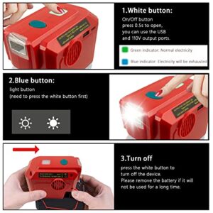 Alian 200W Power Inverter for Milwaukee M18 18V Lithium Battery, 18V DC to AC 110~120V Portable Inverter Generator Supply Charger,Inverter Adaptor with Type-C Fast Charging&LED Working Light