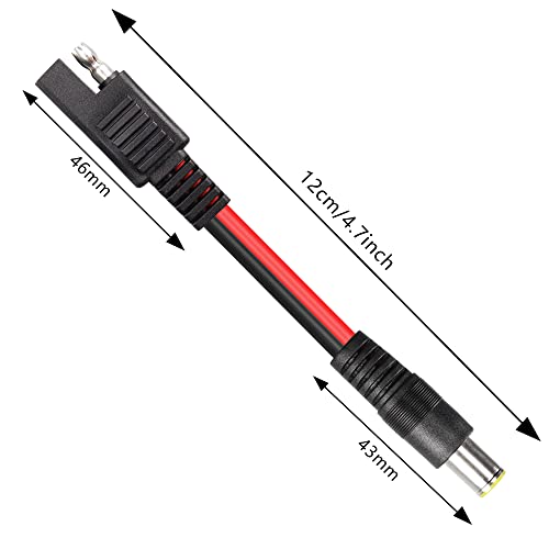 PNGKNYOCN SAE to DC 8mm Short Cable 10cm 14 AWG SAE Solar Connector to DC 8mm Male Connector Power Cable for Solar Generator Portable Solar Panel（2-Pack）