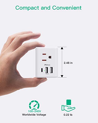 Outlet Extender Multi Plug Outlet - USB Wall Charger with 3 USB Ports (1 USB C), No Surge Protector Cruise Essentials for Ship and Travel, ETL Listed