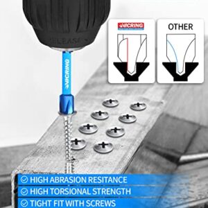 Impact Driver Bit Set Screwdriver Bit Set Blue Titan Coated S2 Steel 1/4 Hex Shank T15 T20 T25 PH1 PH2 SQ1 SQ2 SQ3 SL6-8 24Pcs 1 and 2 Inch Long Magnetic Screwdriver Bits