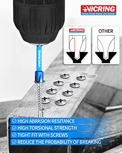 Impact Driver Bit Set Screwdriver Bit Set Blue Titan Coated S2 Steel 1/4 Hex Shank T15 T20 T25 PH1 PH2 SQ1 SQ2 SQ3 SL6-8 24Pcs 1 and 2 Inch Long Magnetic Screwdriver Bits