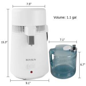 Bonnlo 1.1 Gallon/4L Water Distiller w/BPA-Free Container & All Stainless Steel Interior for Home Use, 750W Countertop Distilled Water Machine Maker Purifier Filter, Distilling Pure Water Maker