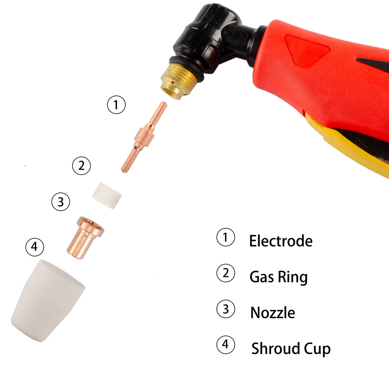 150pcs PT-31 Extended Air Plasma Cutting Nozzle Electrode Consumables Fit CUT-40 CUT-50D CT-312