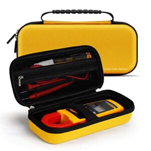 kingsung hard carrying case for fluke 323/324/325/302/303/305 digital clamp multimeters and 374/375/376/902 fc true rms meters, with wide rubber handle strap, eva strong drop-resistant shell,yellow