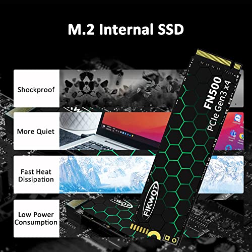 Fikwot FN500 512GB NVMe SSD 3D NAND 1.3 PCIe Gen3 x 4 M.2 2280 Internal Solid State Drive (Read/Write Speed up to 2,150/1,600 MB/s)