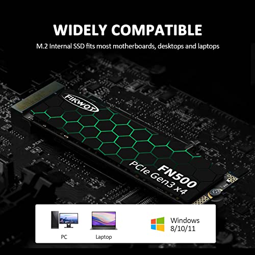 Fikwot FN500 512GB NVMe SSD 3D NAND 1.3 PCIe Gen3 x 4 M.2 2280 Internal Solid State Drive (Read/Write Speed up to 2,150/1,600 MB/s)