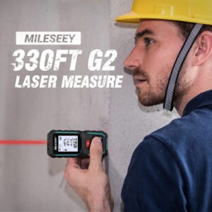 MiLESEEY G2 Laser Measurement Tool 330FT (Ft/in/M/Ft+in) with Angle Sensor, Laser Measuring Tool with Pocket Clip, Distance Area Volume Measure and Pythagoras, ±1/16 in Accuracy