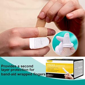 Dimora 60Pcs Finger Bandage Cotton-Made Elastic Bandages Breathable Finger Cots for Wounds, Ideal Finger Glove for Scald Protection, Cargo handling, Gardening Work, Sports and Fitness