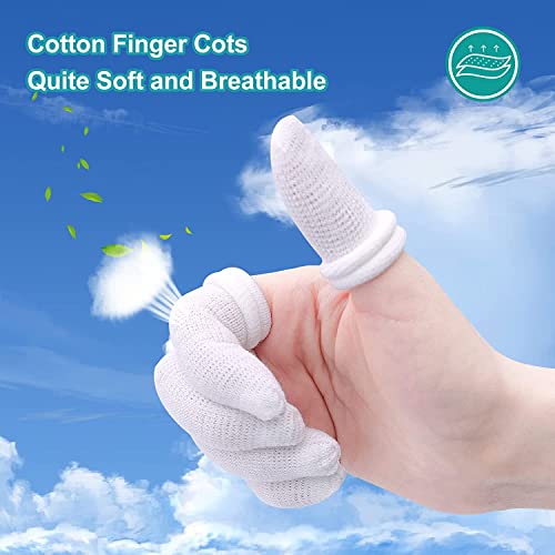 Dimora 60Pcs Finger Bandage Cotton-Made Elastic Bandages Breathable Finger Cots for Wounds, Ideal Finger Glove for Scald Protection, Cargo handling, Gardening Work, Sports and Fitness