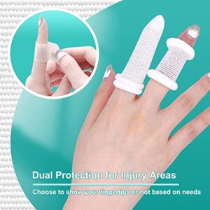 Dimora 60Pcs Finger Bandage Cotton-Made Elastic Bandages Breathable Finger Cots for Wounds, Ideal Finger Glove for Scald Protection, Cargo handling, Gardening Work, Sports and Fitness