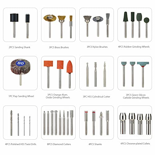 Rotary Tool Accessories, 378 PCS Power Rotary Tools Accessories Kit for Multifunctional Tools Universal Accessories Easy for Cutting, Grinding, Polishing, Drilling and Engraving with Carrying Case