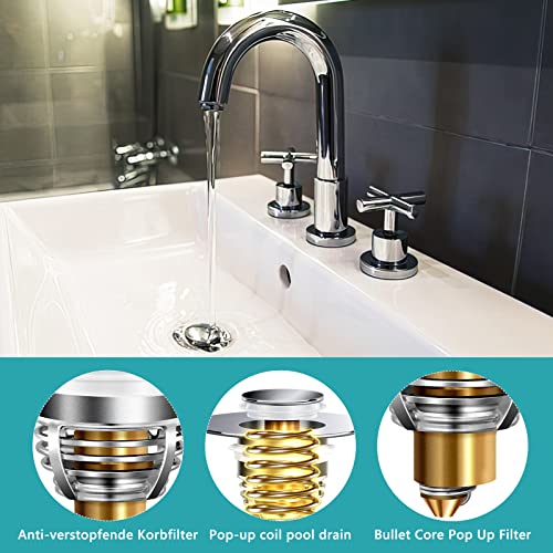 Bathroom Sink Drain Stopper Without Overflow for Vessel Sink, Sink Drain Stopper Matte Black, Anti-Clogging Drain Metal Pop up Drain Strainer with Detachable Basket Stopper