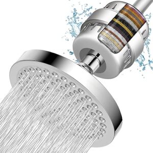 nuodan filtered shower head, high pressure rain shower head filter set for hard water removes chlorine and harmful substances (chrome)