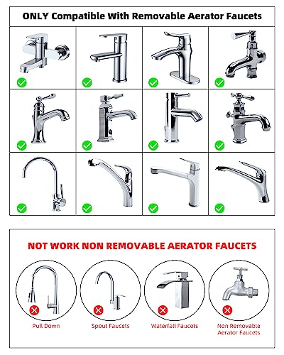 Hibbent 15 Pieces Faucet Adapter Kit, Brass Aerator Adapter Set for Faucet Tap with Removable Aerator to Connect Garden Hose, Aerator, Water Filter Adapter for Faucet Sink - Male/Female, Chrome