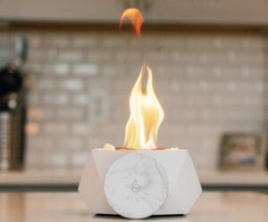 tabletop fire pit bowl- portable fire pit for indoor and outdoor, modern concrete indoor fire pit, clean flame for s’mores, elegant table top firepit